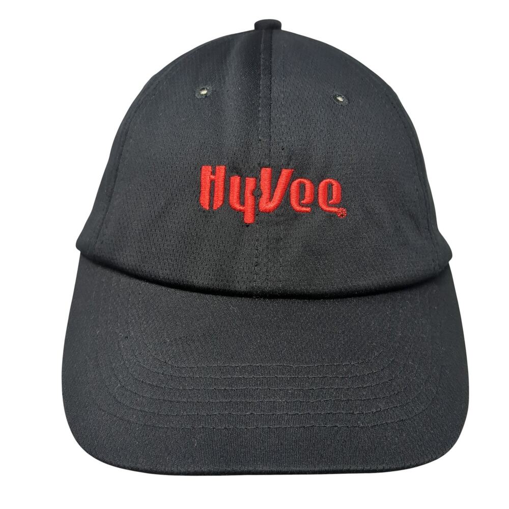 Hyvee Strapback Baseball Cap Black One Size Adjustable Embroidered Threads